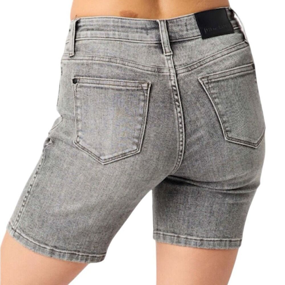 Judy Blue Jean Shorts | Gray Acid Wash High Rise Bermuda | Stretch Denim | NWT - Picture 12 of 16